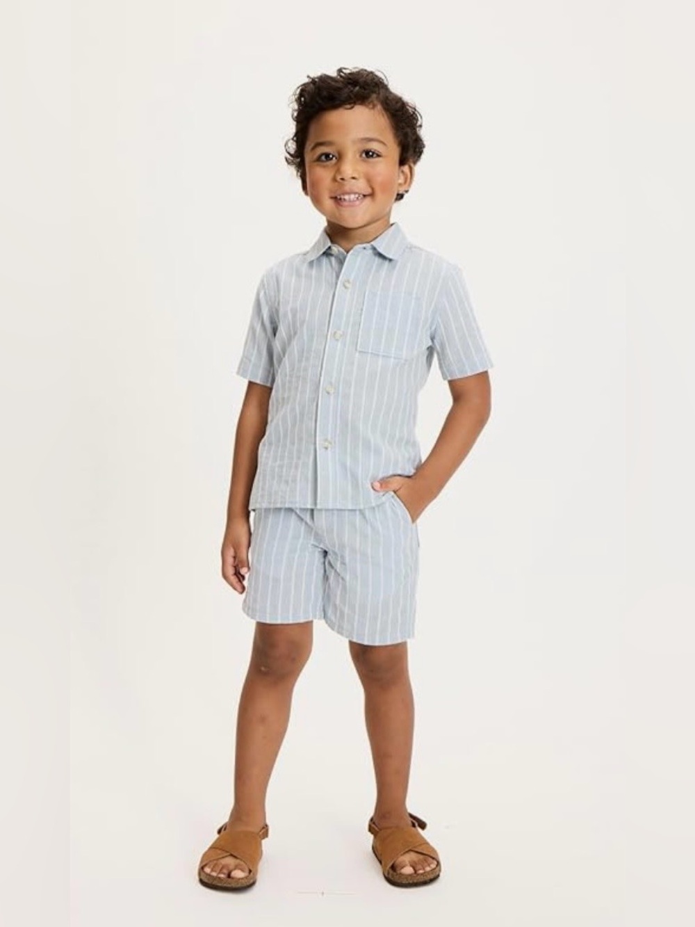 Gymboree Light Blue and White Striped Short Set